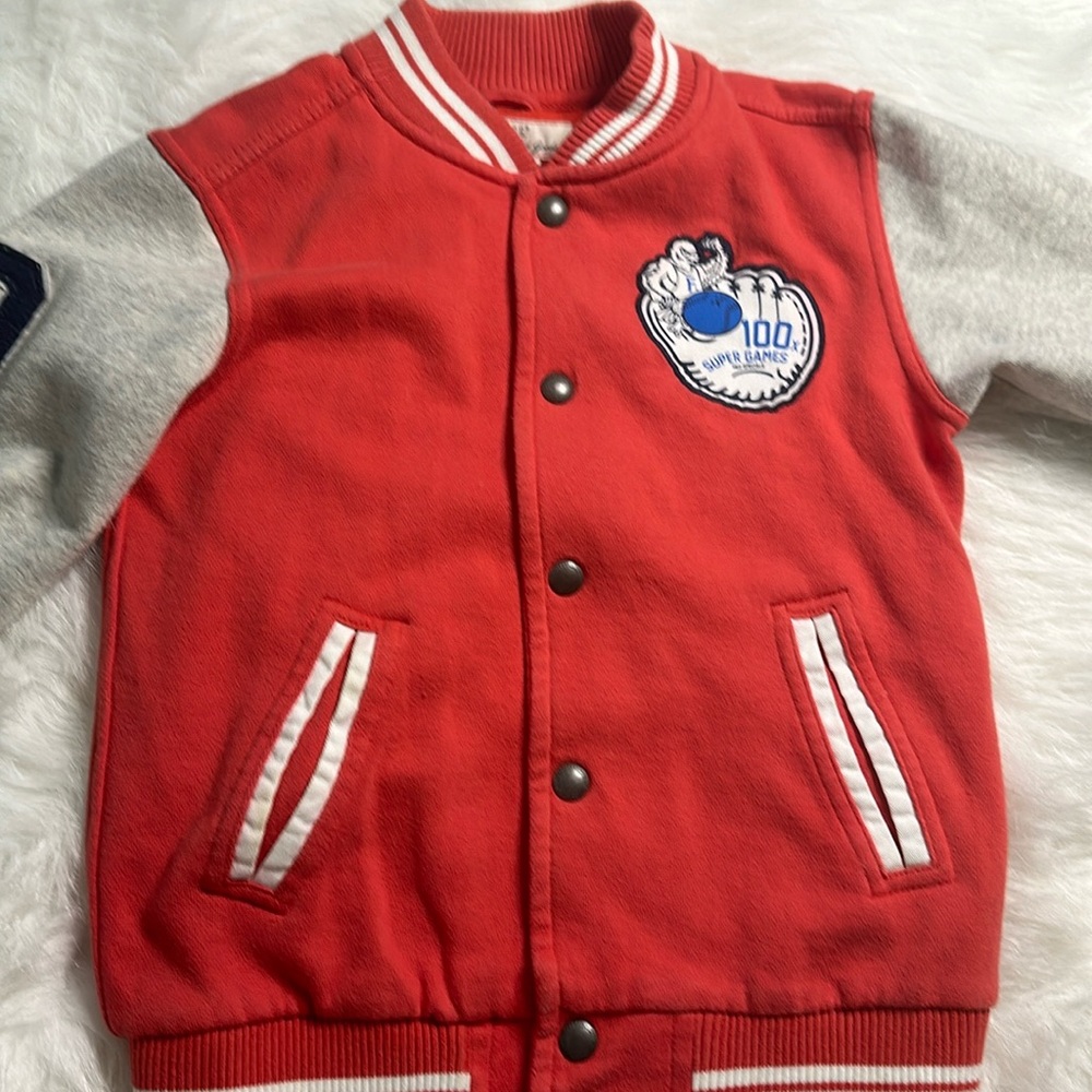 Boys varsity orange and grey jacket size 6-8